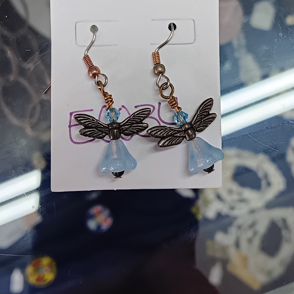 Elegant Blue and Gold Earrings